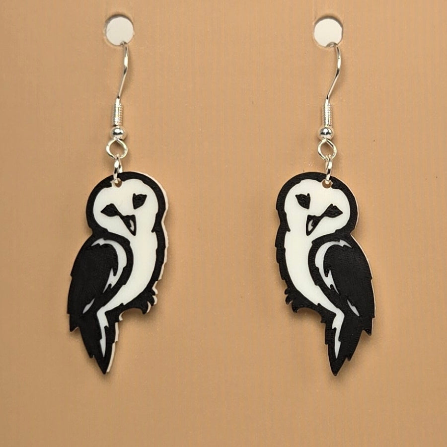 Boucle d'oreille en forme de Hibou avec crochets hypoallergéniques sans nickel